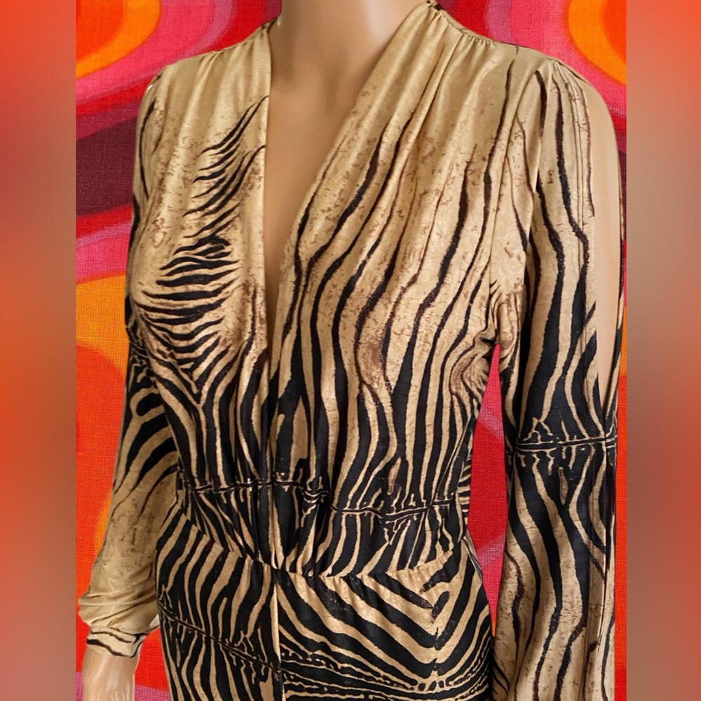 Vintage Jumpsuit Deep V Bell Bottom Flare Disco